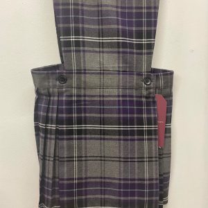 grey and purple tartan school pinafore